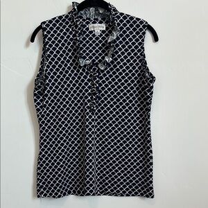 Sport Haley Navy Sleeveless Golf Shirt, Red, White & Blue Scallop Print, Medium